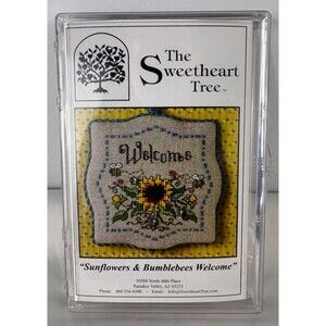 Sweetheart Tree Sunflowers Bumblebees Welcome Cross Stitch Kit Linen Beads 2011
